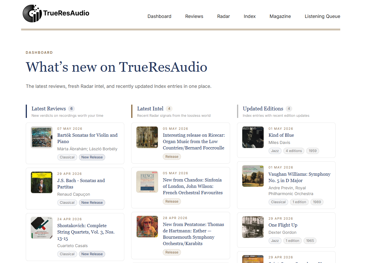 TrueResAudio dashboard